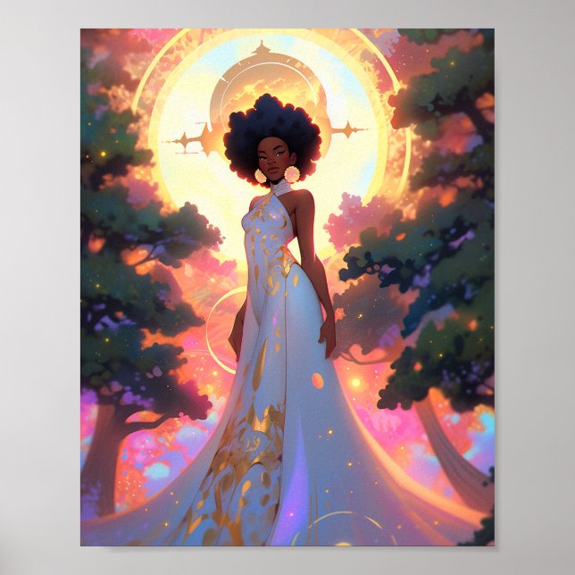 Nature Goddess African American Fantasy Art Poster (Front)