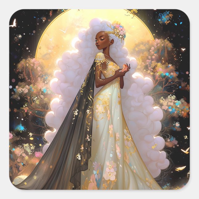 Nature Goddess African American Fantasy Art Square Sticker (Front)