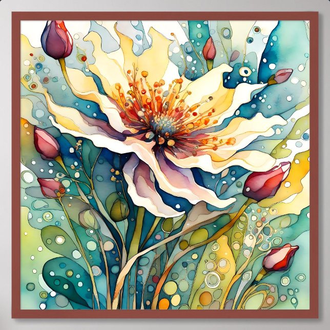 Nature Grace in Abstract Captivate Flower Painting Poster (Nature Grace in Abstract Captivate Flower Painting)