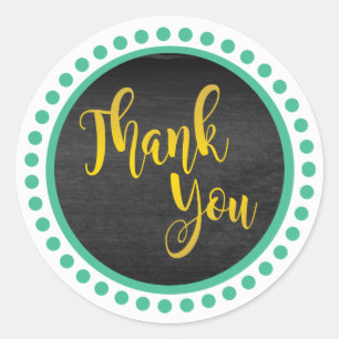 Nature Green Gold Thank You Classic Round Sticker