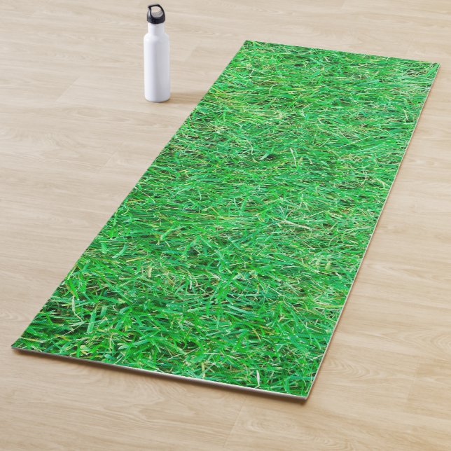 Nature Green Grass Field Fitness Trendy Template Yoga Mat (In Situ)