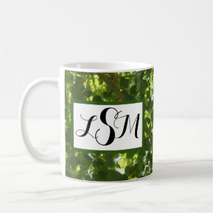 Nature Green Leaves Photo Tall Tree Monogram Coffee Mug