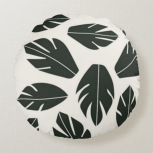 Nature green leaves round cushion