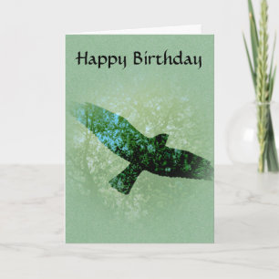 Nature Green Trees Bird Soaring Crow Birthday Card