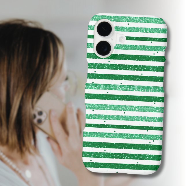Nature Green White Horizontal Glitter Stripes (Creator Uploaded)