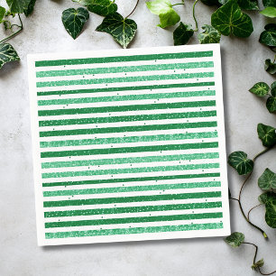Nature Green White Horizontal Glitter Stripes Napkin