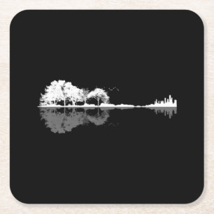 Nature Guitar Square Paper Coaster