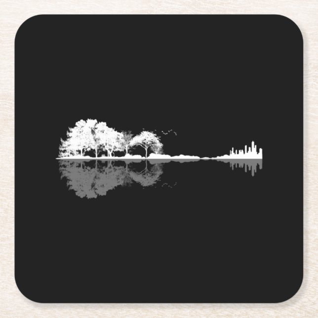 Nature Guitar Square Paper Coaster (Front)