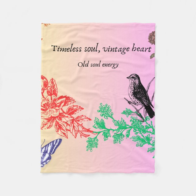Nature Harmony Blanket – Birds, Trees & Butterfly  (Front)
