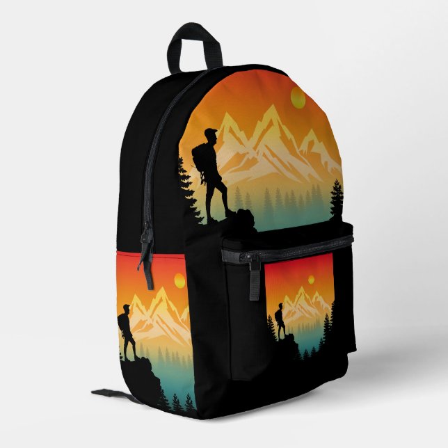 Nature Hiking Mountain Forest Scenery Printed Backpack (Back Corner Left)