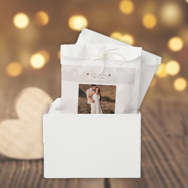 Nature Horses Wedding Add Photo Custom Favour Bag (Custom Add Photo Wedding Favor Bags)