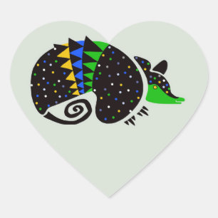Nature -  I love ARMADILLOS - Brazil - Green Heart Sticker