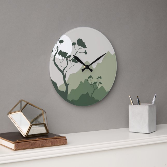 Nature Illustration Large Clock (Office)