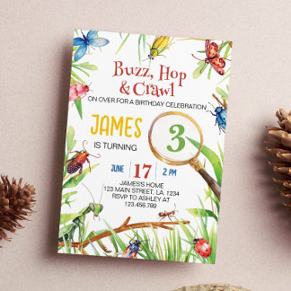 Nature Insect Bugs Birthday Invitation