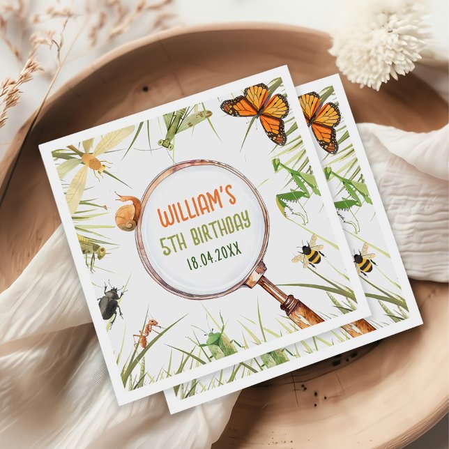 Nature Insect Bugs Birthday Party Napkin (Creator Uploaded)