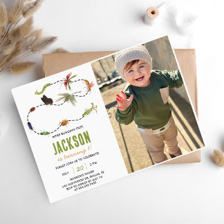 Nature Insect Bugs Birthday Party Photo Invitation