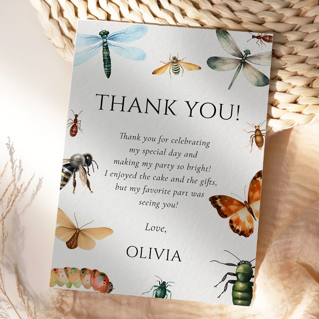 Nature Insect Bugs Birthday Party Thank You Card (Creator Uploaded)