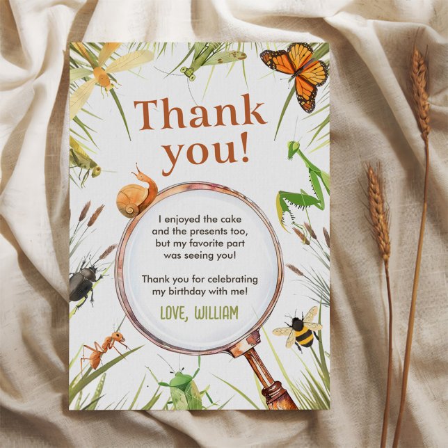Nature Insect Bugs Birthday Party Thank You Card (Creator Uploaded)