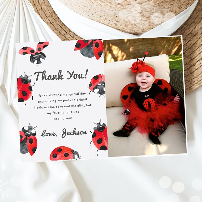 Nature Insect Bugs Birthday Photo Thank You Card (Creator Uploaded)