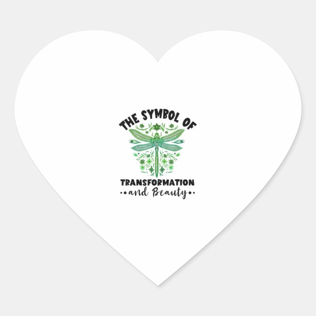 Nature Insect Dragonflies Transformation Beauty Dr Heart Sticker (Front)