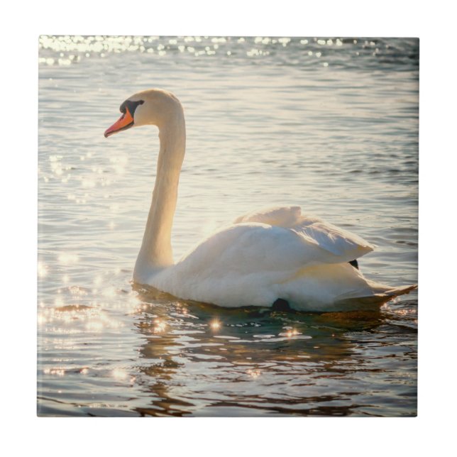 Nature Inspirations Elegant Swan Ceramic Tile (Front)