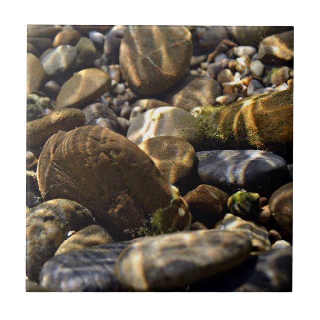 Nature Inspirations Sun Beams Underwater Rocks Ceramic Tile (Front)