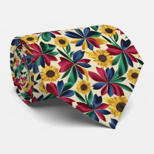 Nature-Inspired Abstract Floral Pattern Tie