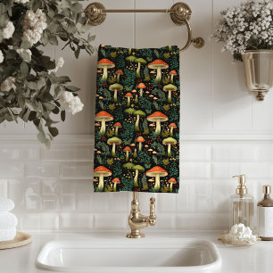 Nature-Inspired Bath Towel Mushrooms & Moss Art