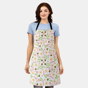 Nature inspired blooms and critters apron