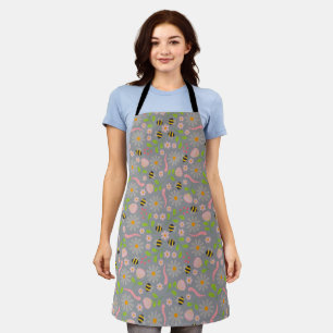 Nature inspired blooms and critters apron