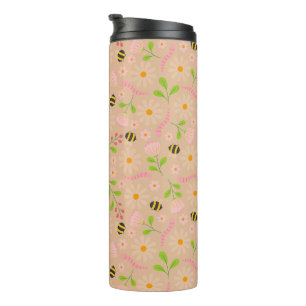 Nature inspired blooms and critters thermal tumbler