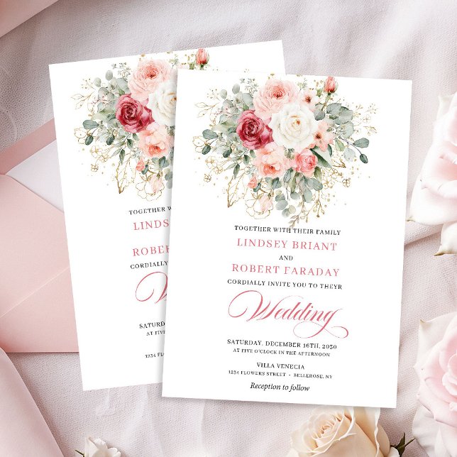 Nature-Inspired Blush Roses Boho Wedding Invite (Nature-Inspired Blush Roses Boho Wedding Invite)