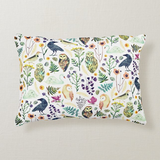 Nature-Inspired Botanical Pattern Decorative Throw Cushion (Front)