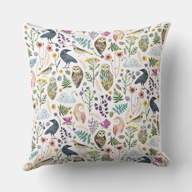 Nature-Inspired Botanical Pattern Decorative Throw Cushion (Back)