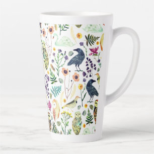 Nature-Inspired Botanical Pattern Decorative Throw Latte Mug