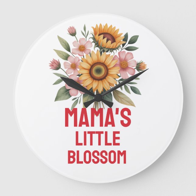 Nature-Inspired Colourful Sunflower Nursery  Large Clock (Front)