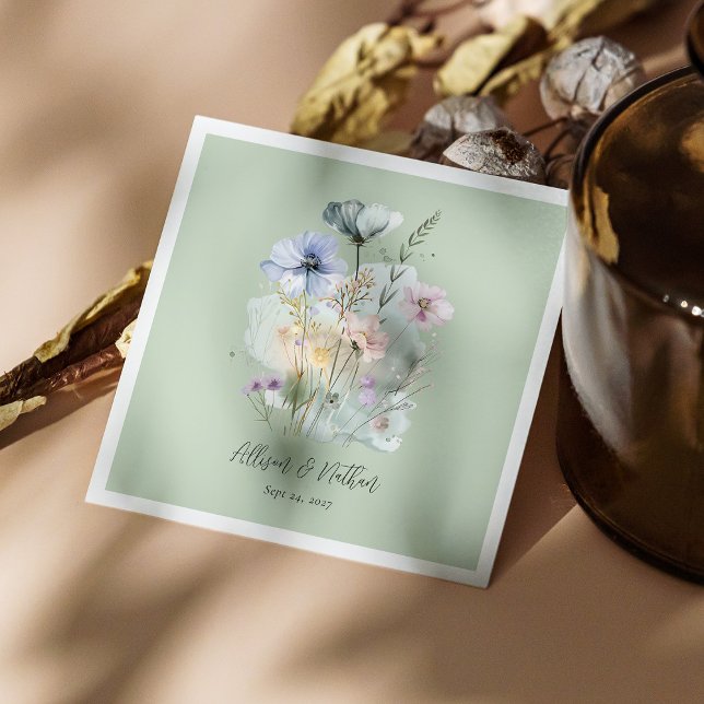 Nature-Inspired Elegance! Light Sage Wedding Napkin (Personalized Nature-Inspired Elegance! Light Sage Wedding Napkins)