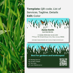 Nature-Inspired Elegance with Butterfly: Lawn Care Business Card