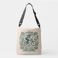 Nature-Inspired Female Cyclist Art – Boho Biking