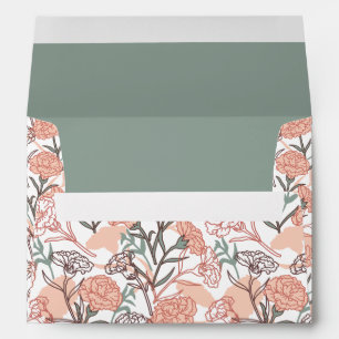 Nature Inspired Floral: Carnation Flower Pattern Envelope