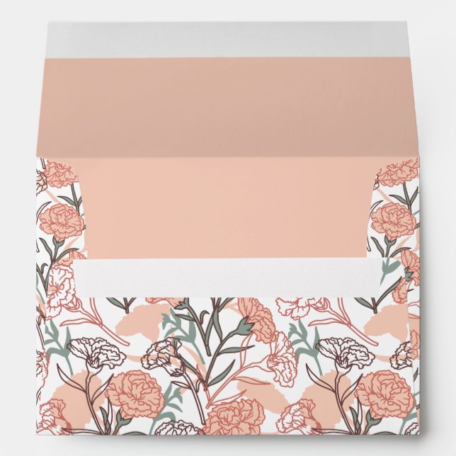 Nature Inspired Floral: Carnation Flower Pattern Envelope (Back (Bottom))