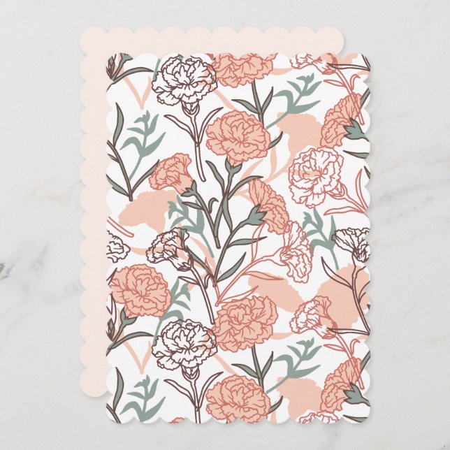 Nature Inspired Floral: Carnation Flower Pattern Holiday Card (Front/Back)