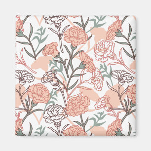 Nature Inspired Floral: Carnation Flower Pattern Magnet