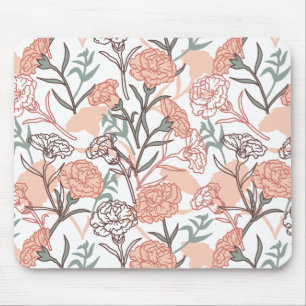 Nature Inspired Floral: Carnation Flower Pattern Mouse Pad