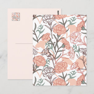 Nature Inspired Floral: Carnation Flower Pattern Postcard