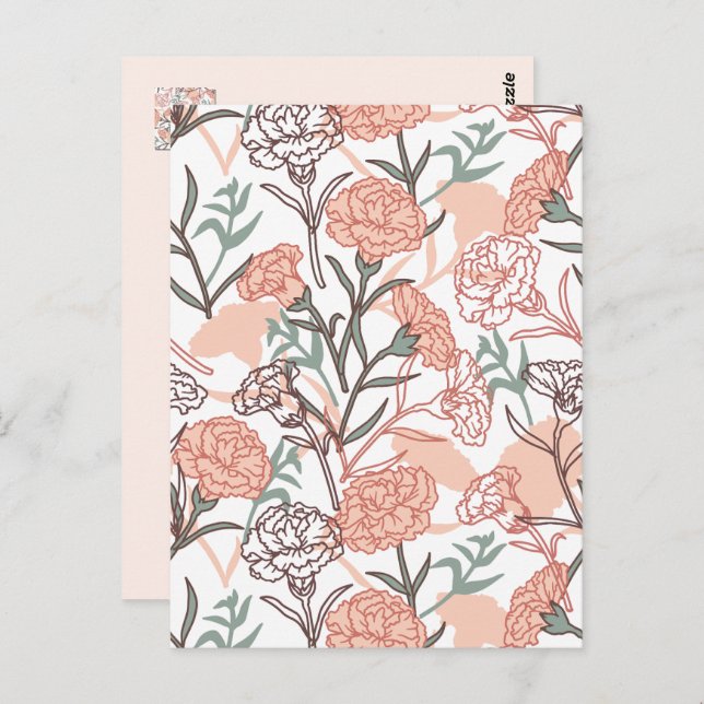 Nature Inspired Floral: Carnation Flower Pattern Postcard (Front/Back)