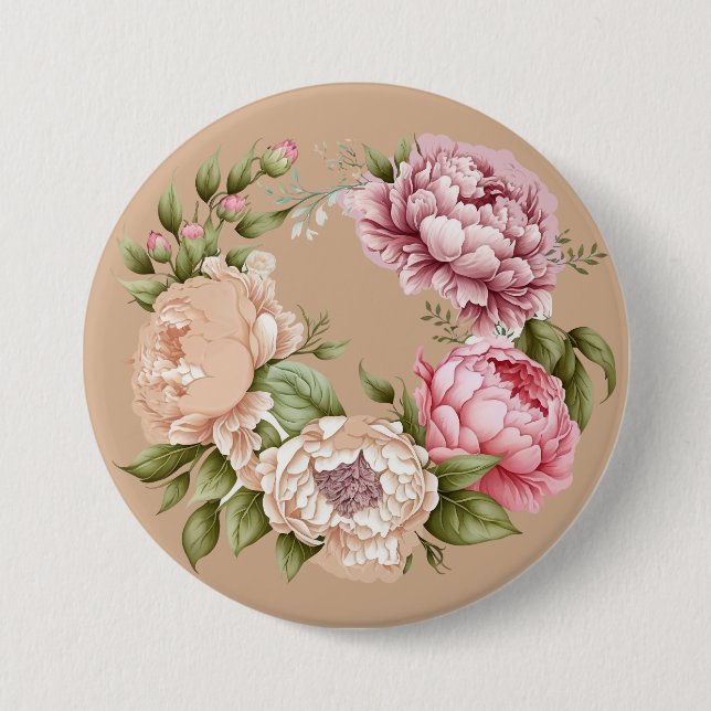 Nature-Inspired Floral Lapel Accessory 7.5 Cm Round Badge (Front)