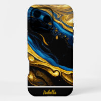 Nature-inspired gold and blue marble art