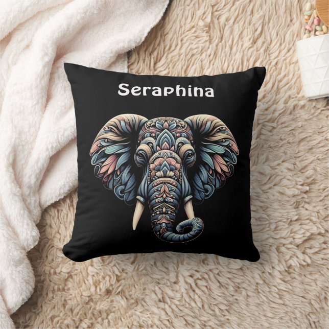 Nature-inspired intricate elephant design cushion (Blanket)