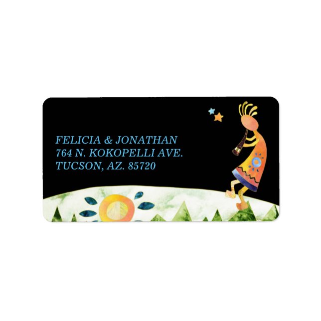 Nature Inspired Kokopelli Wedding Return Address Label (Front)